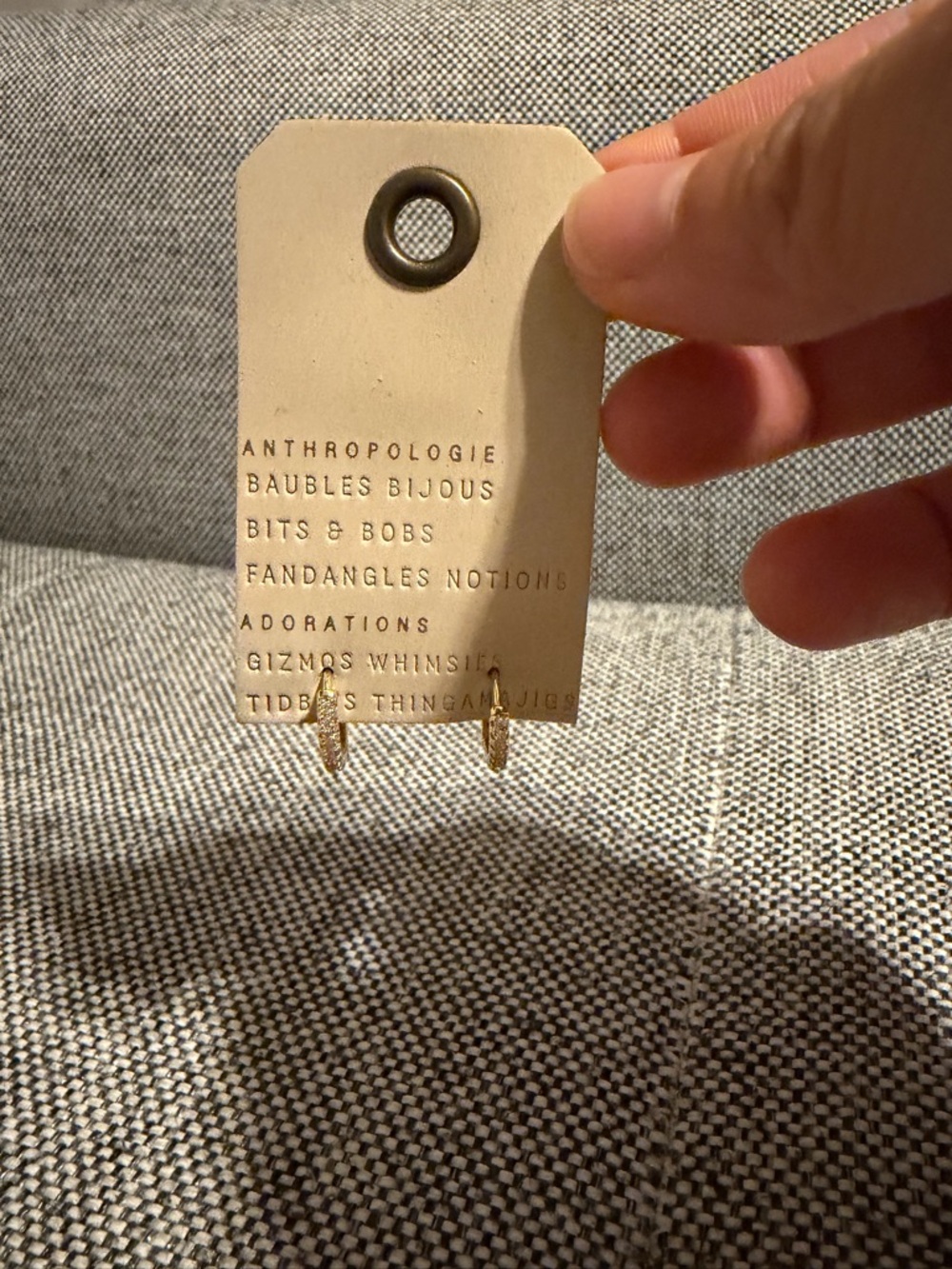 Anthropologie Gold Mini Hoop Earrings with Crystals